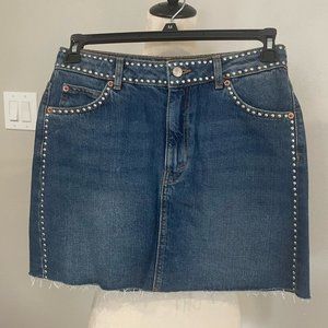 Topshop MOTO Studded Denim Mini Skirt